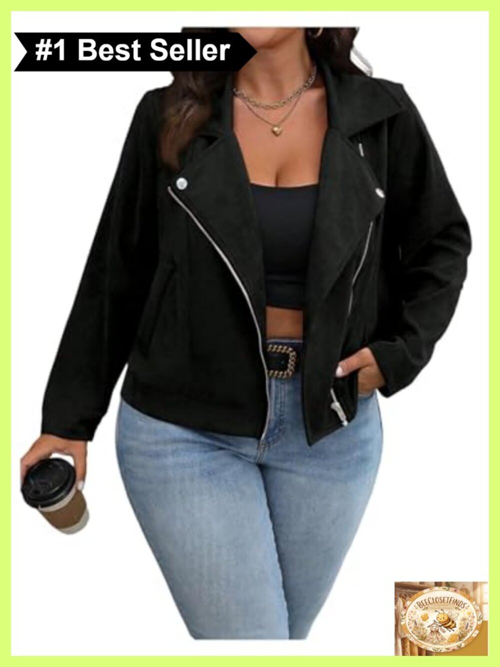 Plus Size Cropped Moto Bomber Jacket Zip Up Biker